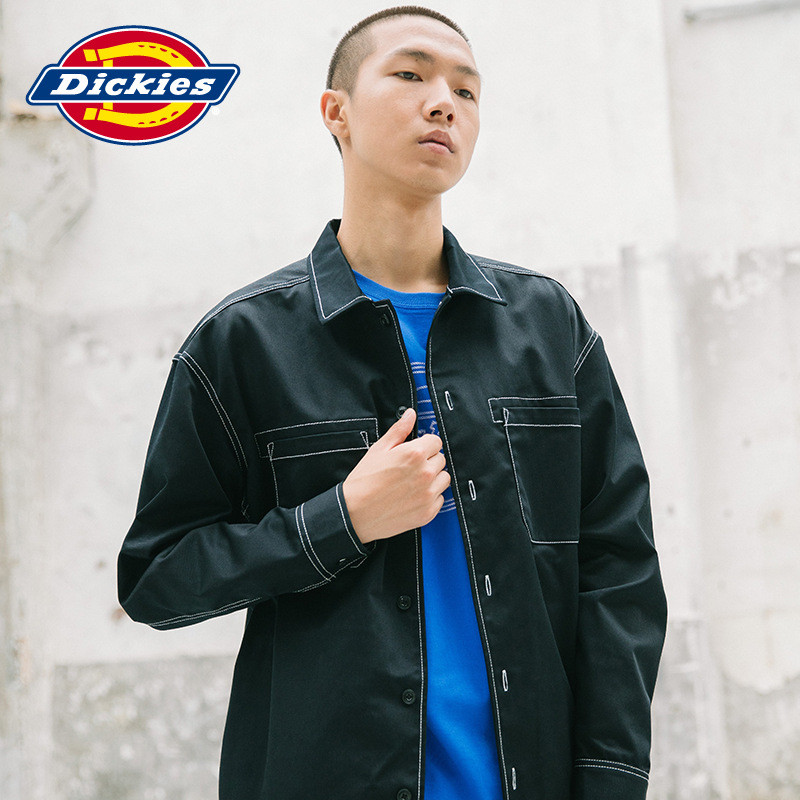 dickies休闲纯色长袖男宽松黑衬衫 dickies衬衫