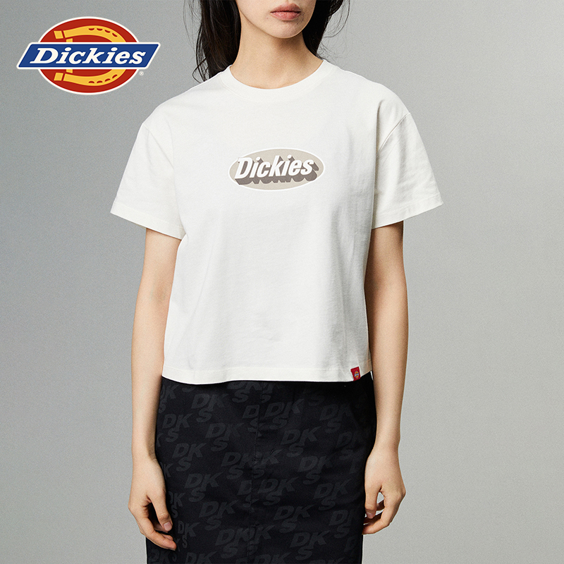 Dickies24春夏新品前胸3Dlogo字母印花高腰短款 宽松短袖T恤 女款 - 图3