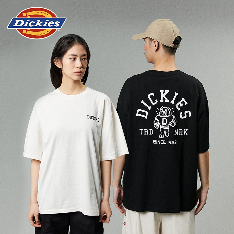 Dickies24春夏新品 后背卡通印花圆领宽松短袖T恤 男女情侣 - 图0