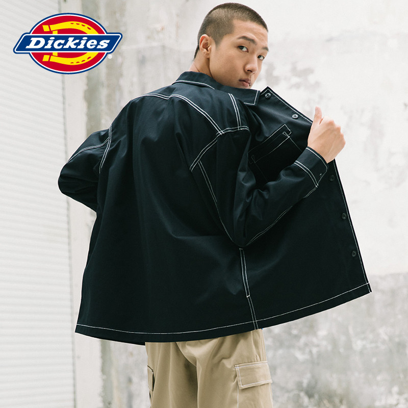 dickies休闲纯色长袖男宽松黑衬衫 dickies衬衫