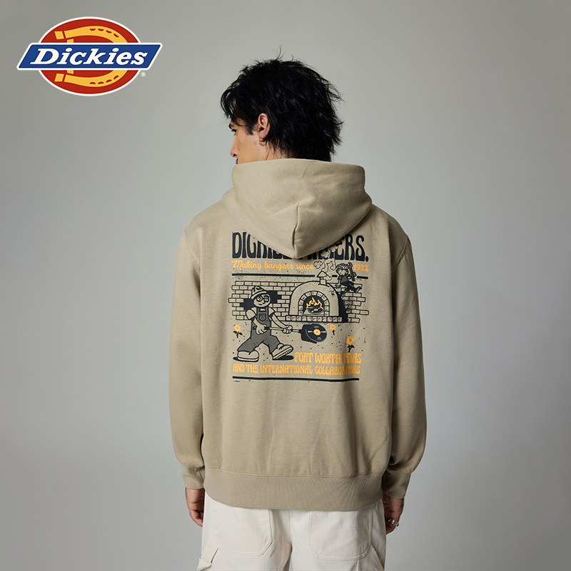 Dickies 背后大图案印花宽松休闲春夏连帽抓绒卫衣 男女情侣