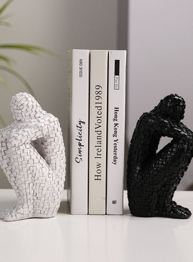 轻奢简约书房抽象人物书挡摆件马赛克客厅办公室咖啡厅家居装饰品