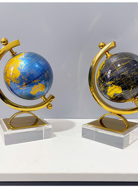 轻奢地球仪摆件设计师办公室酒柜客厅装饰品新房乔迁新居工艺品