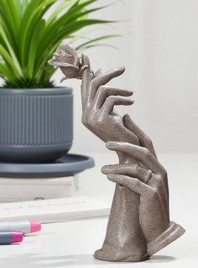 简约携手玫瑰结婚礼品执子之手创意家居客厅酒柜电视柜装饰品摆件