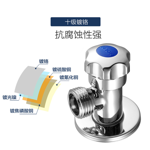 摩恩厨房卫生间配件加厚冷热水通用角阀止水阀开关三角阀铜100982 - 图1