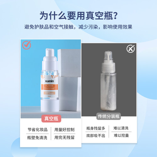 旭敏包装50-100ML真空瓶透明按压式乳液瓶15-30ml化妆品分装瓶XGY - 图0