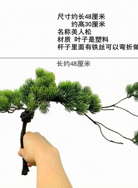 仿真植物迎客松配件造景刺身摆盘花瓶插花装饰品松针崖柏树枝假松