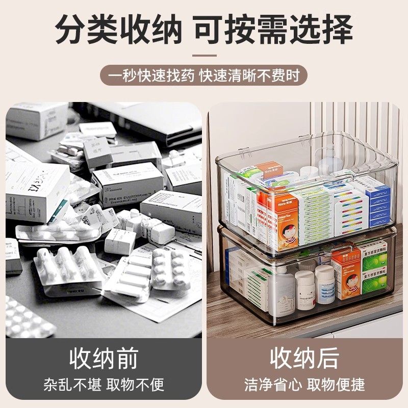 药箱透明药物收纳盒家用药品大容量家庭装医药箱多功能杂物整理盒,淘宝优惠券,粉丝福利购,淘宝优惠卷