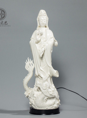 观世音菩萨供奉立式白瓷工艺品