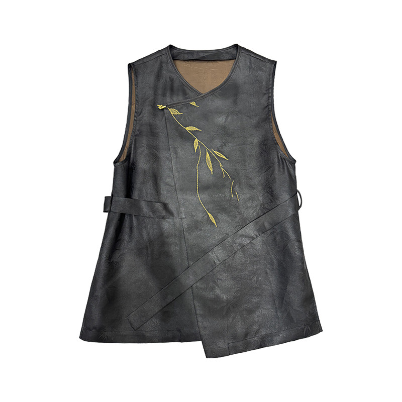 艾绘馆新中式国风复古马甲背心女2025新款真丝刺绣盘扣坎肩上衣,淘宝优惠券,粉丝福利购,淘宝优惠卷