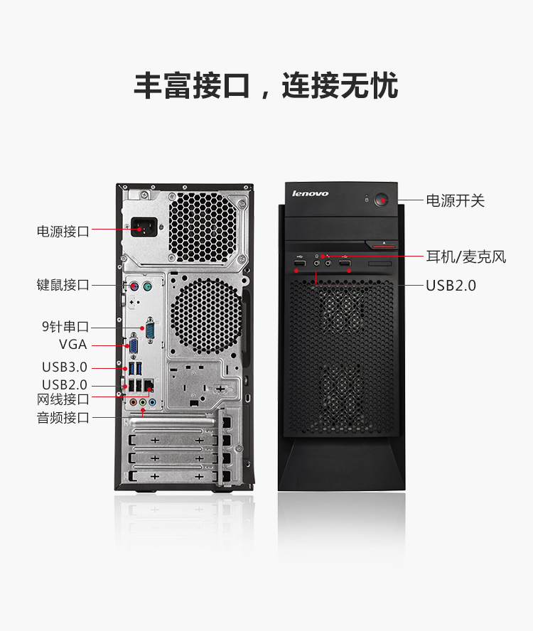 全新联想主机台式电脑办公学习商用I3I5整机带串/并口XP WIN7系统-图2