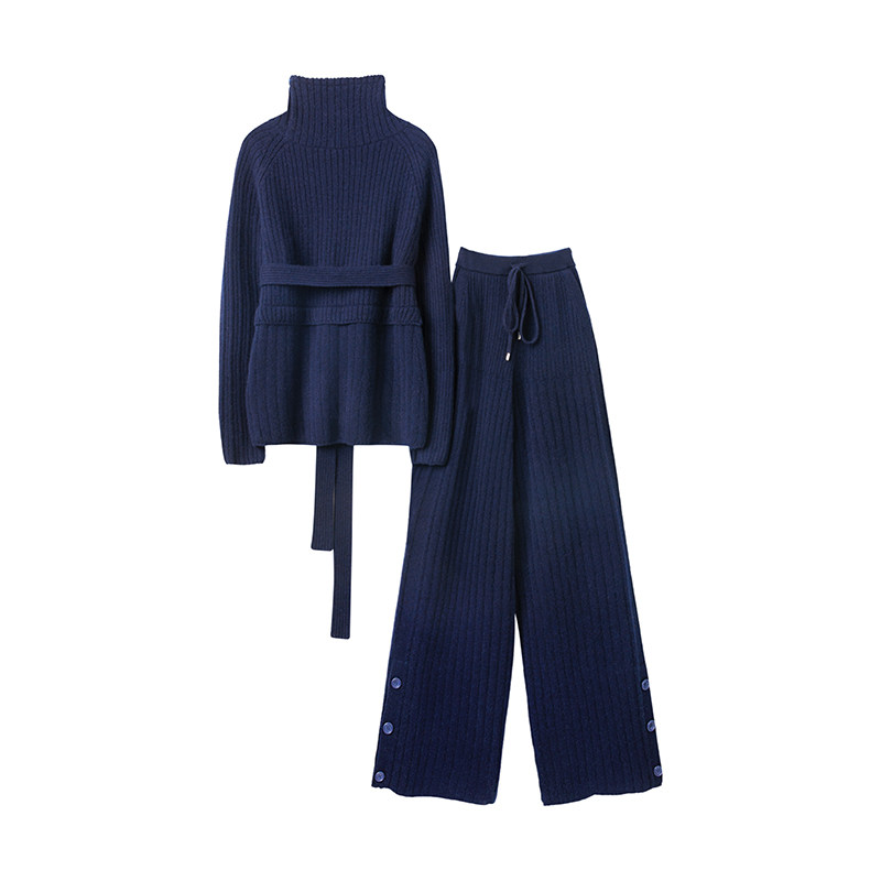 意大利疯狂喜欢！加厚羊绒衫女高领系带羊绒阔腿裤子女外穿套装,淘宝优惠券,粉丝福利购,淘宝优惠卷