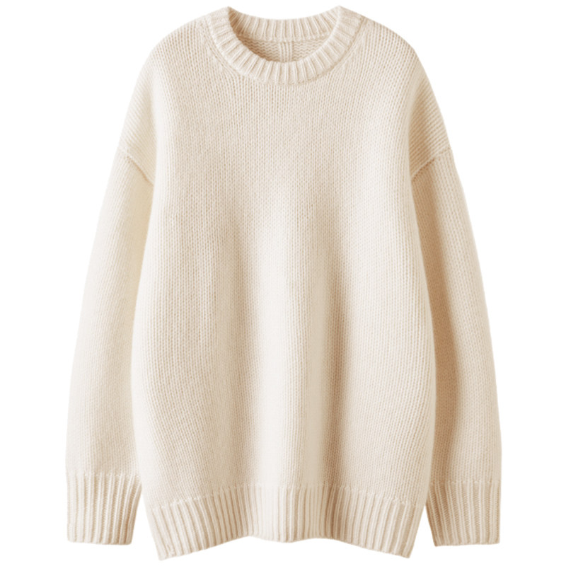 上身巨好看！重磅加厚纯羊绒针织毛衣背后坑条廓形套头针织衫女,淘宝优惠券,粉丝福利购,淘宝优惠卷