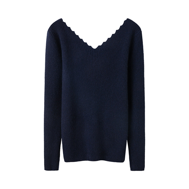 意想不到的好看~锯齿纹前后V领羊绒衫女纯羊绒毛衣修身针织打底衫,淘宝优惠券,粉丝福利购,淘宝优惠卷
