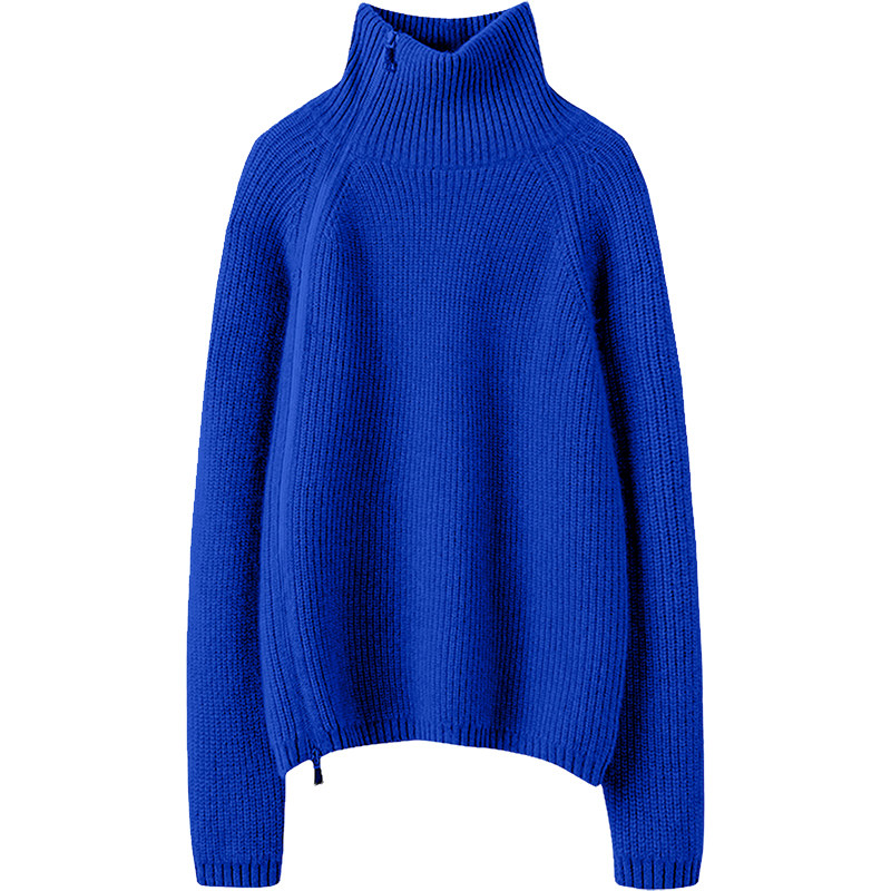 高级感chao好看~新款粗针斜拉链立领百分百纯山羊绒针织毛衣女,淘宝优惠券,粉丝福利购,淘宝优惠卷