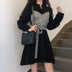 2019 đầu thu đông mới của phụ nữ Hàn Quốc retro lười gió chic chic nhỏ màu đen áo sơ mi váy dài tay áo - váy đầm váy xòe váy đầm