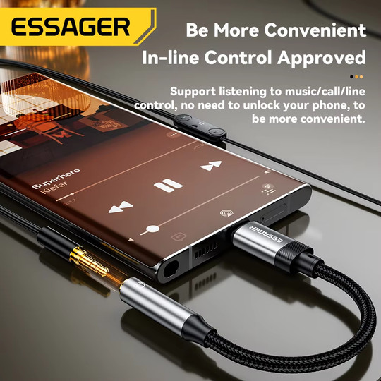 Cable auxiliar Essager Lightning tipo C a conector para auriculares de 3,5 mm