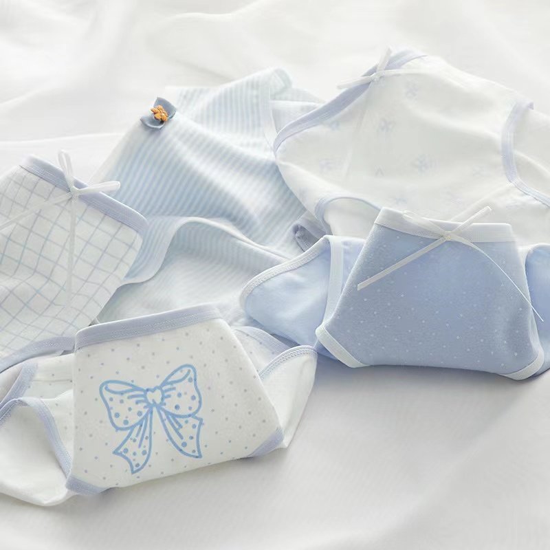 5条云水蓝蝴蝶结内裤女士柔软透气纯棉裆女士三角裤中腰学生短裤,淘宝优惠券,粉丝福利购,淘宝优惠卷