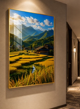 五谷丰登金色稻田装饰画挂画客厅玄关餐厅轻奢高级感山水风景壁画