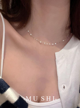 满天星珍珠项链轻奢小众s925纯银