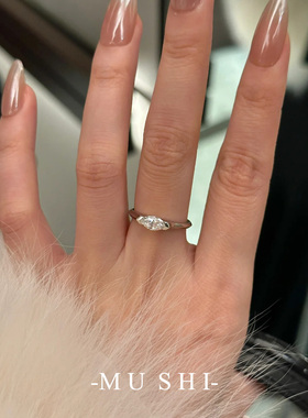 天使之眼马眼钻戒指女s925纯银