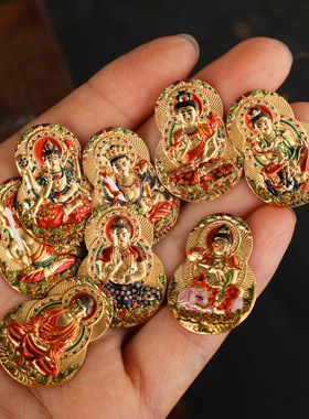 金属立体浮雕生肖守护神本命佛葫芦形内嵌片吉祥平安结缘