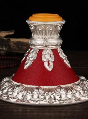 合金底座银色小号手摇转经