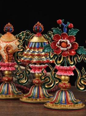 密宗彩绘七珍宝摆件吉祥八宝