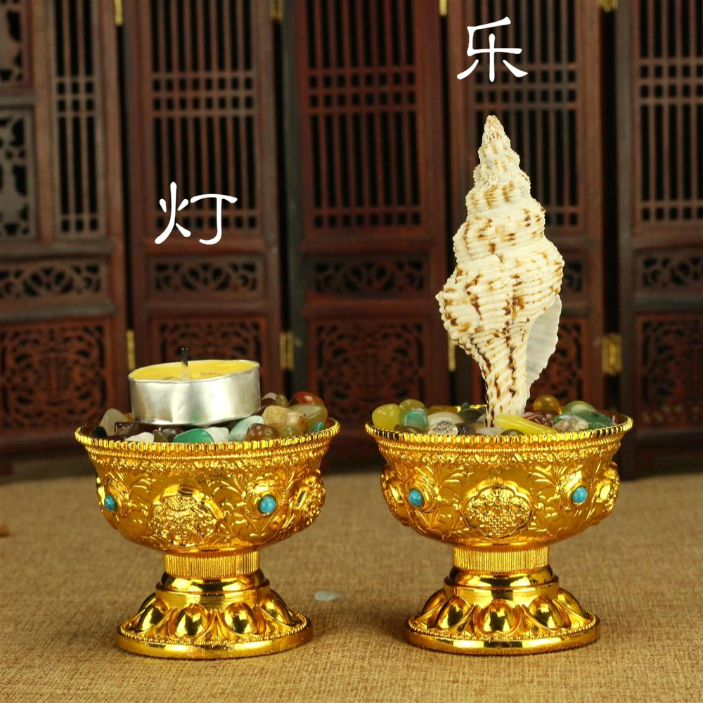 密宗法器佛堂佛前组合吉祥八供品八供养套装供杯香塔摆件-图2