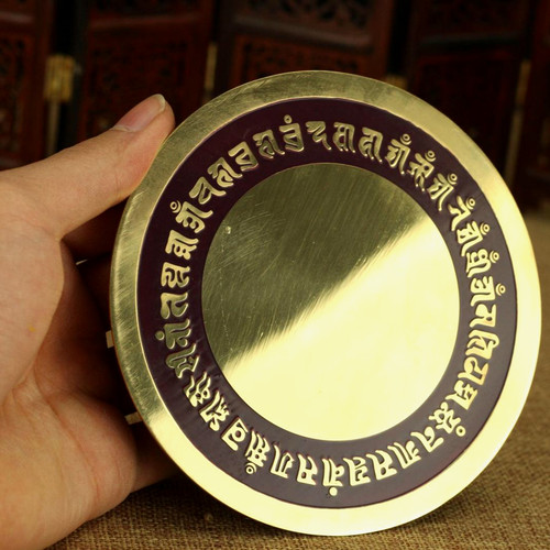 风水用品 如法纯铜准提镜/准提母菩萨像/铜镜 直径16cm - 图1