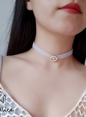 项链黑色复古丝绒宽款脖子饰品