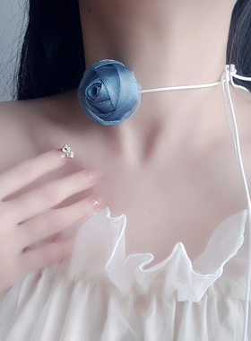 玫瑰花锁骨链颈链女小众设计感