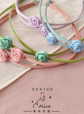 Alice多色花朵双层原创手工项圈
