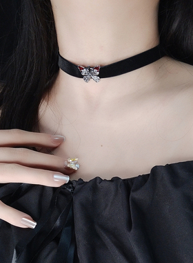 原创高级感蝴蝶choker黑色锁骨链