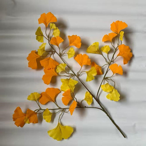 高档仿真树叶绑树银杏叶子 仿真银杏叶枫叶装饰红枫叶假银杏叶子 - 图1