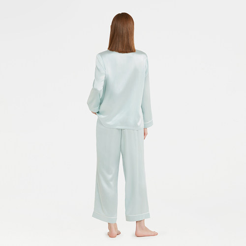 ROYALCOVER/罗卡芙冰薄荷桑蚕丝睡衣女长袖真丝家居服春秋套装 - 图1