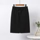 Straight skirt women's mid-length large size new black high waist slit covering the crotch slimming one step long skirt casual skirt
