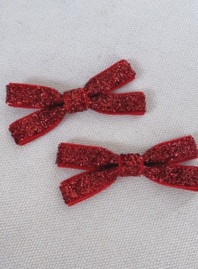 25元包邮朵拉手作细闪蝴蝶结鸭嘴夹边夹侧边夹刘海夹红色亮闪闪