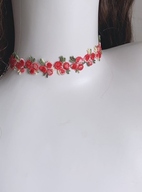 25元包邮朵拉手作花朵超仙颈链choker甜美少女刺绣锁骨链项链配饰