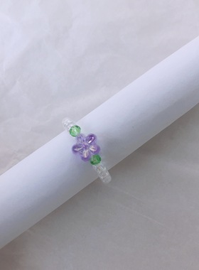 手作风幻彩爱心花朵戒指25元包邮