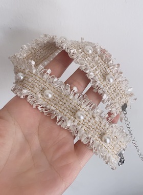 25元包邮朵拉手作白色锁骨链毛绒颈链小众choker秋冬脖颈配饰项链