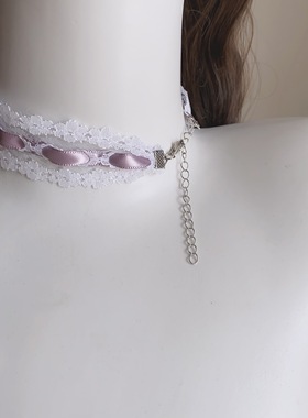 25元包邮朵拉手作少女甜心百搭蕾丝蝴蝶结项链锁骨链颈链百搭饰品