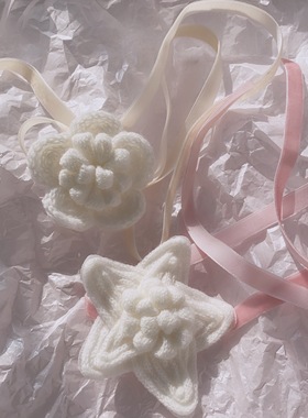 秋冬针织花朵五角星项链