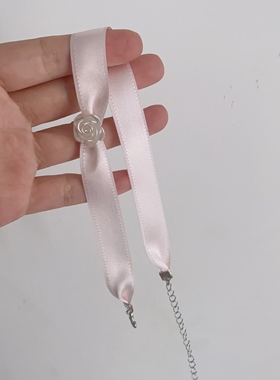 25元包邮玫瑰粉色温柔少女日系简约气质短款锁骨链项圈颈带choker