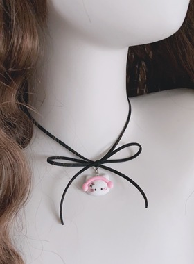 25元包邮朵拉手作甜美蝴蝶结桃心项链纯欲风颈链项圈锁骨链choker