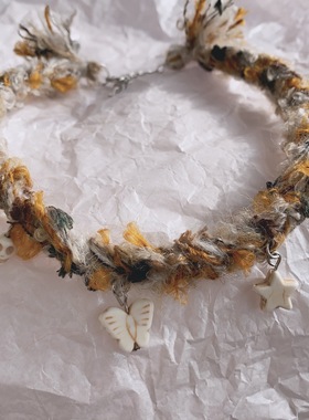 毛线编织五角星项链项圈