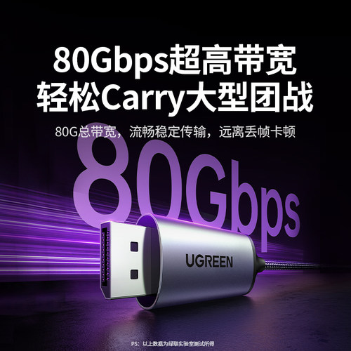 绿联typec转dp线2.1转换16K60Hz高清2K480Hz高刷接头适用Macmini华为苹果17雷电4/3笔记本usbc外接显示器接口 - 图2