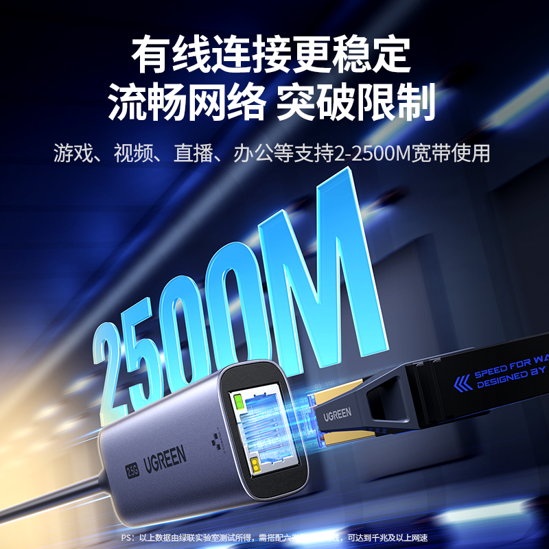 绿联2.5g网卡USB3.0外置网线转接口2500M高速typec千兆免驱动接rj45有线转换器适用于台式机笔记本电脑NAS - 图1