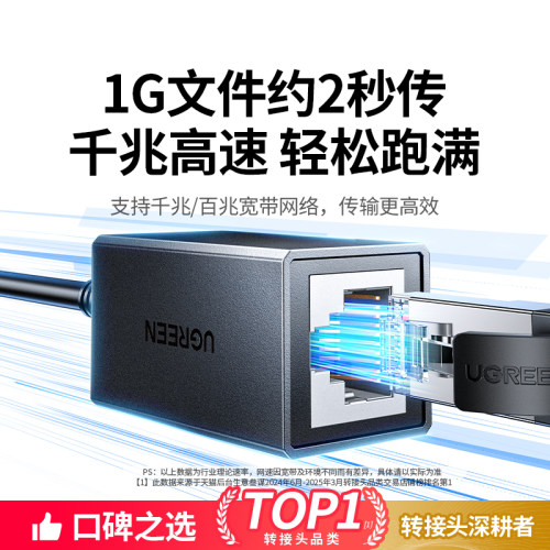 绿联网线对接头延长连接器分线千兆网口直通水晶头接线网络转接口 - 图0