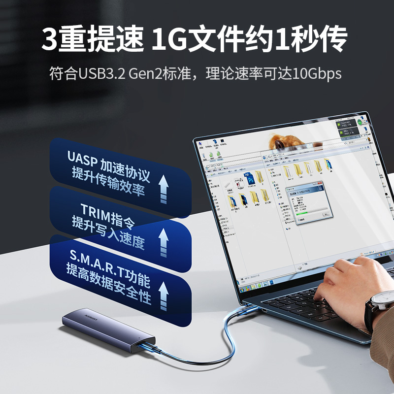 绿联m.2固态硬盘盒子nvme转typec外接sata读取移动m2通用ssd雷电3 - 图3